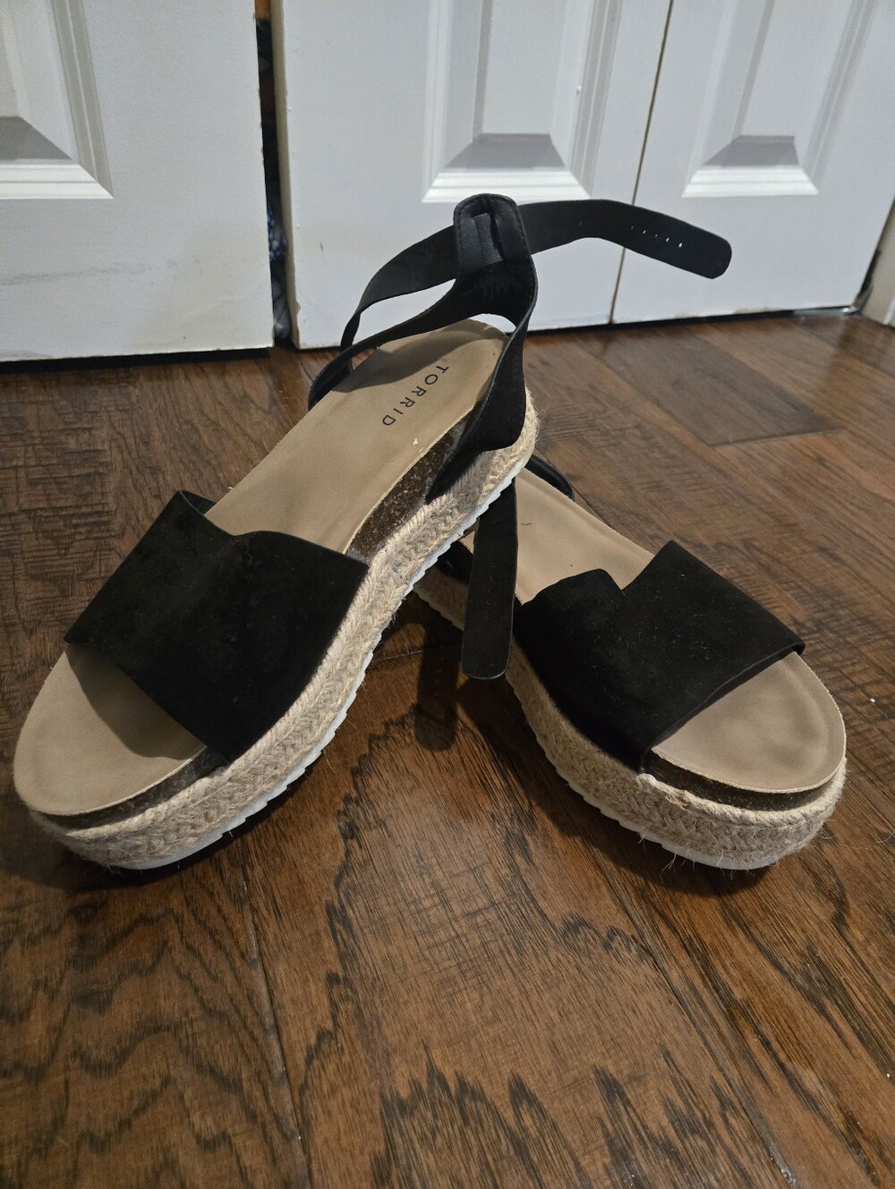 torrid Black Espadrille Platform Sandals with Ankle Strap
